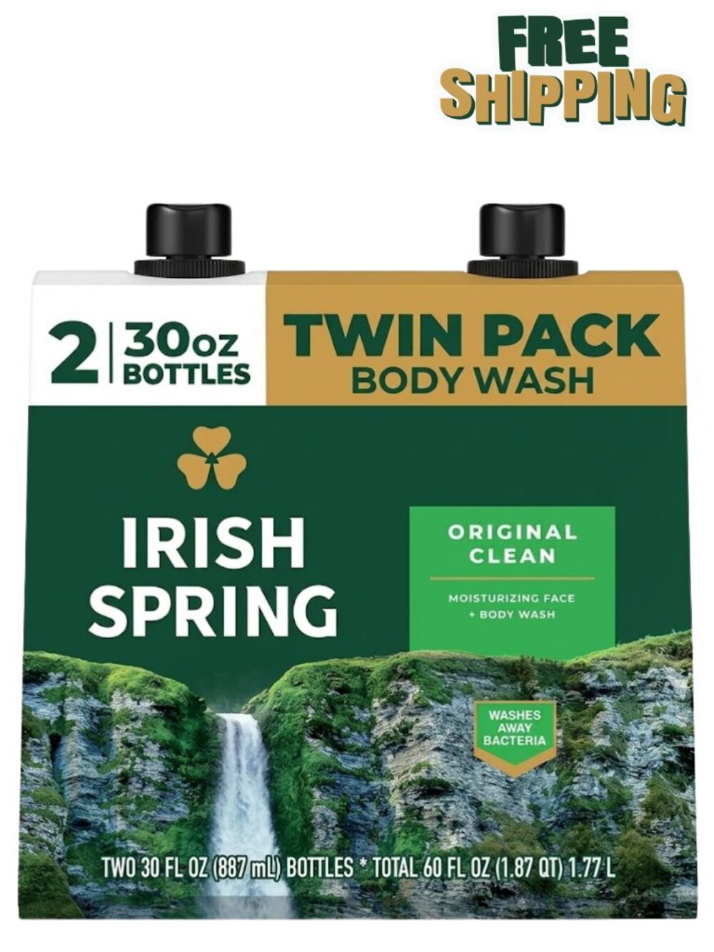 Irish Spring Original Clean Body Wash Men 30 oz Twin Pack 2 Pack